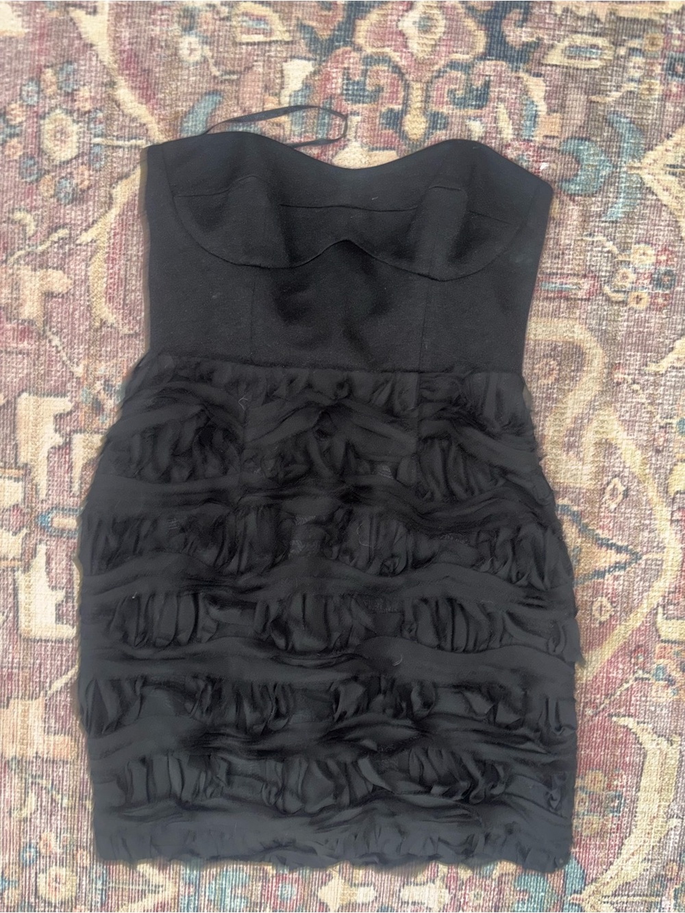 Cynthia Steffe Black Strapless Ruffle Mini Dress